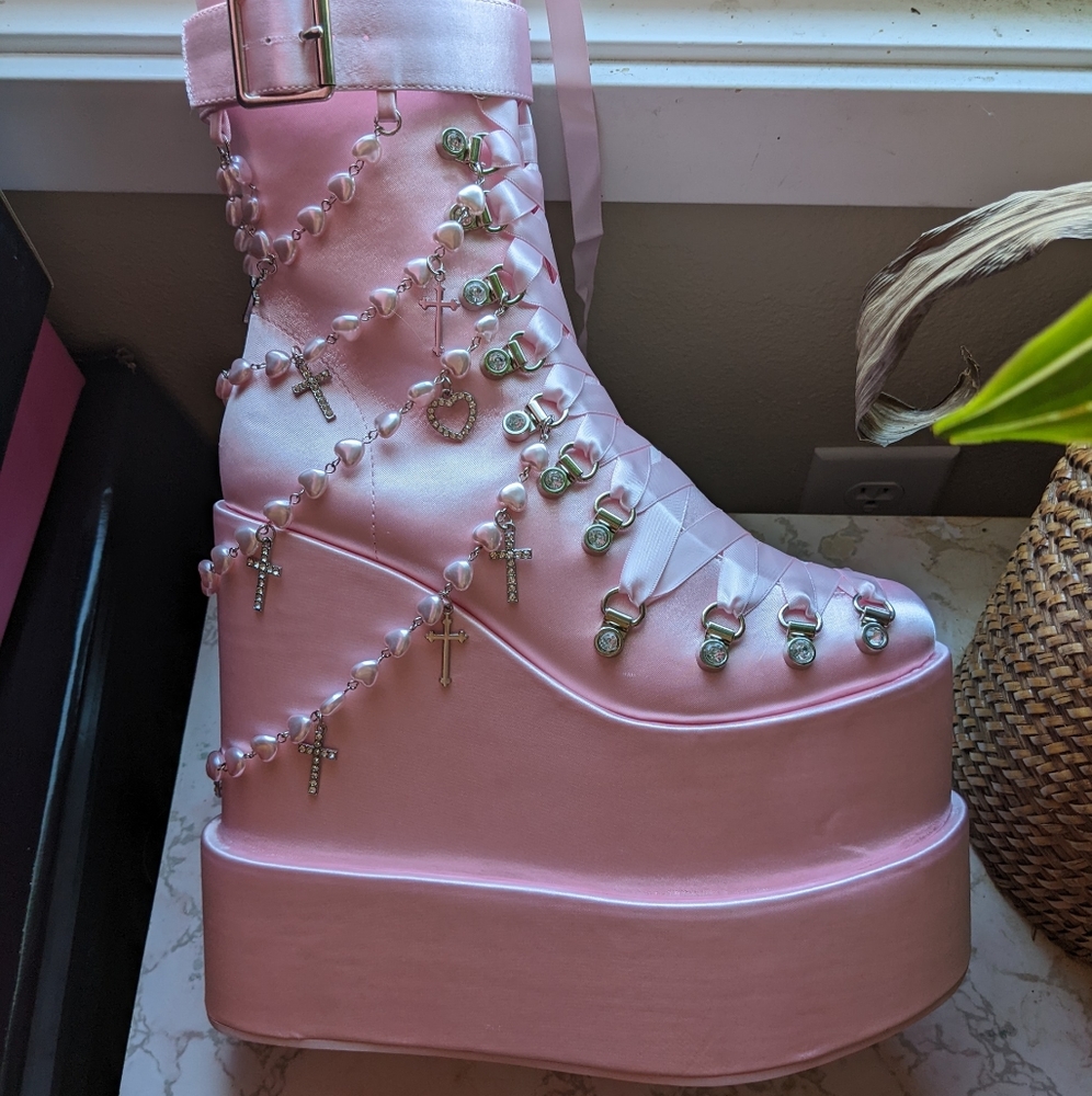 Sweet holy revelation double stack traitor platform rave pastel goth boots